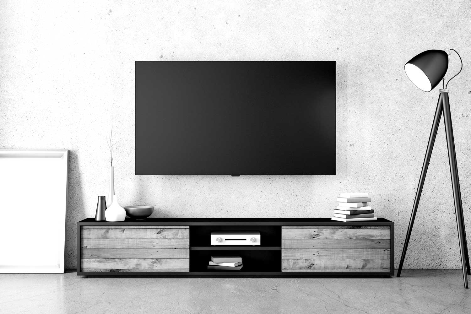 flat screen tv on wall